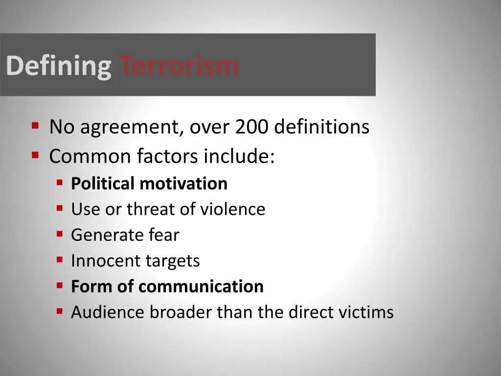 defining terrorism