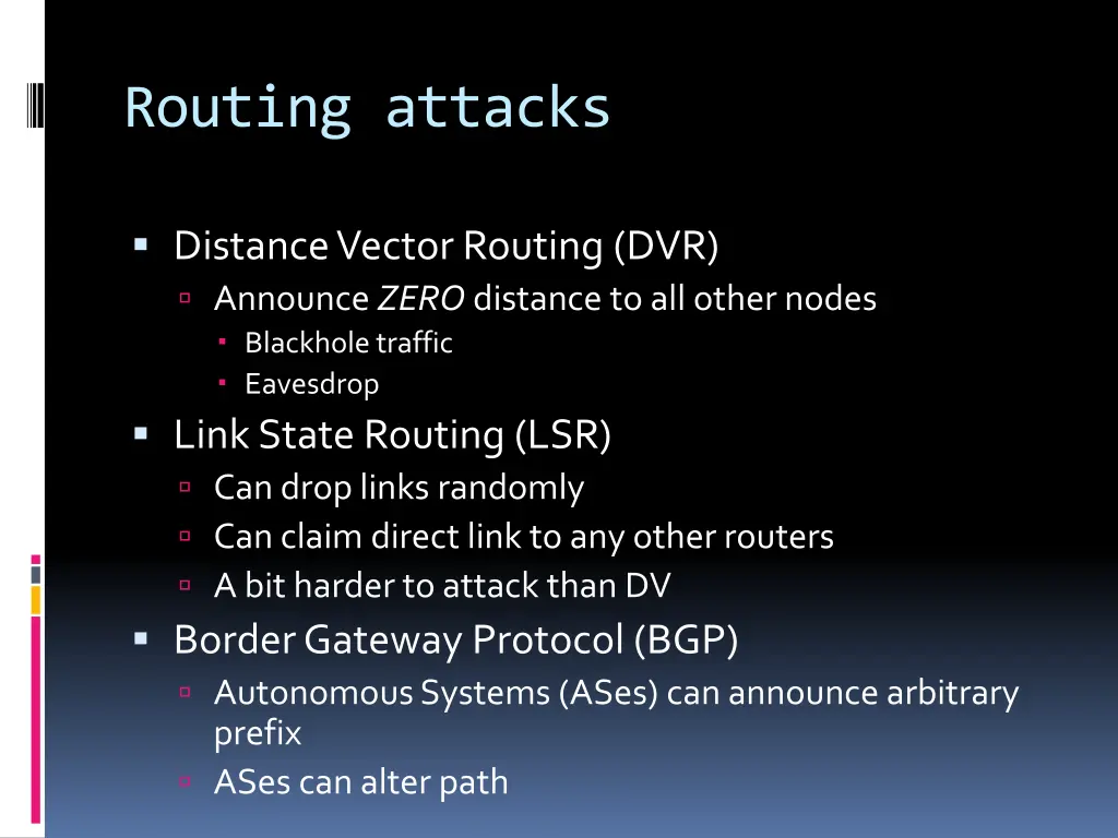 routing attacks