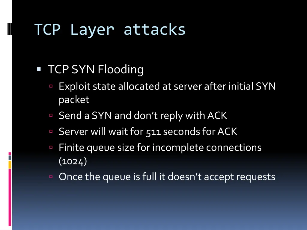 tcp layer attacks