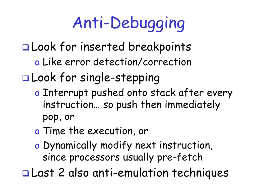 anti debugging