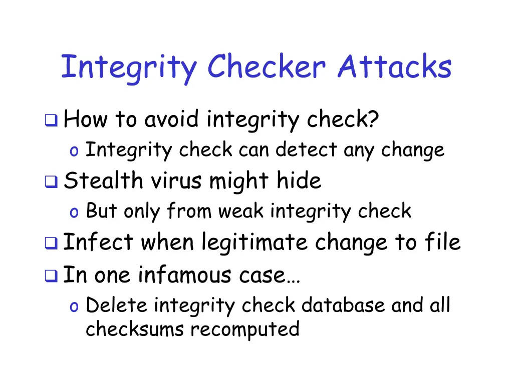 integrity checker attacks