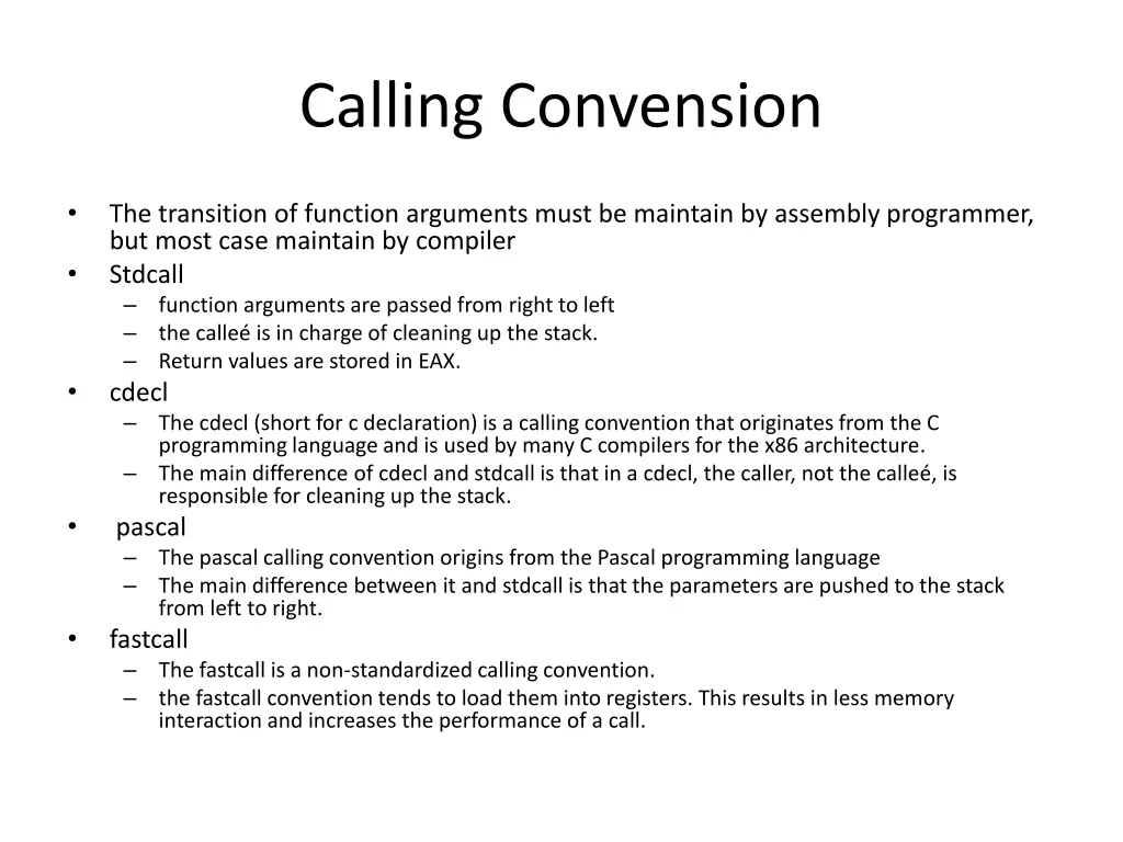 calling convension