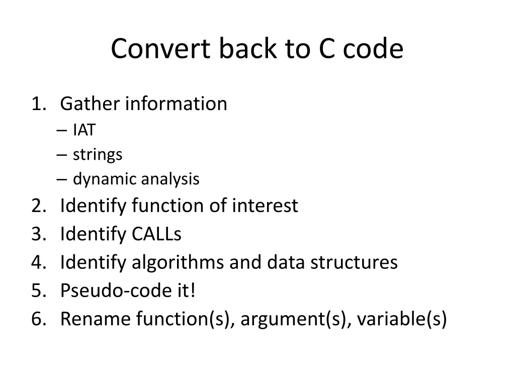 convert back to c code