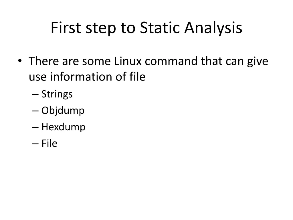 first step to static analysis