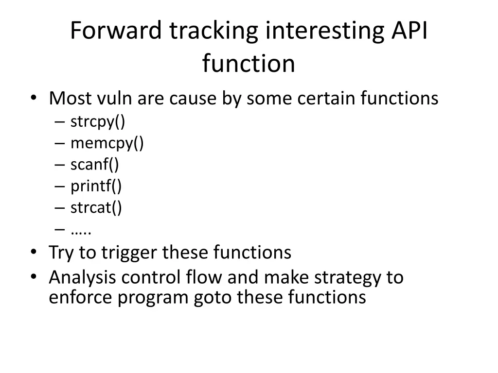 forward tracking interesting api function most