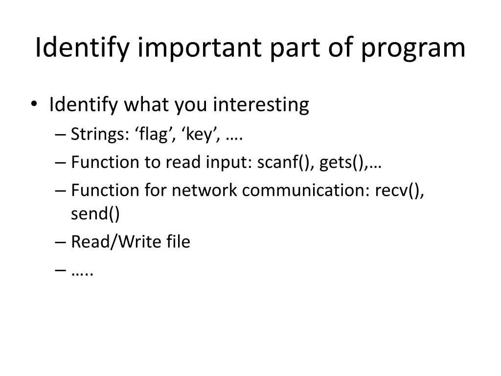 identify important part of program