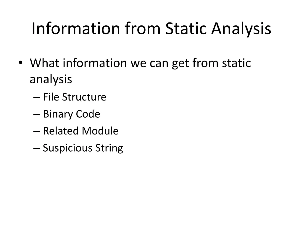 information from static analysis 1