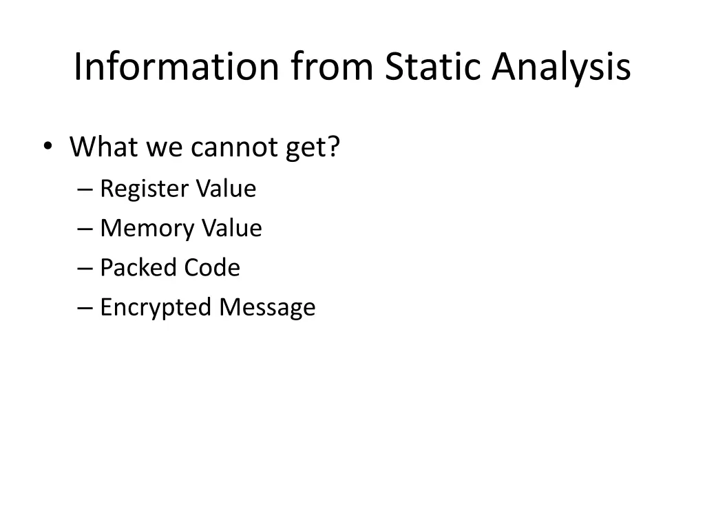 information from static analysis 2