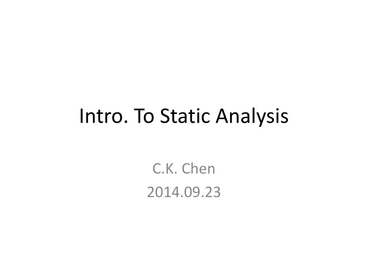 intro to static analysis