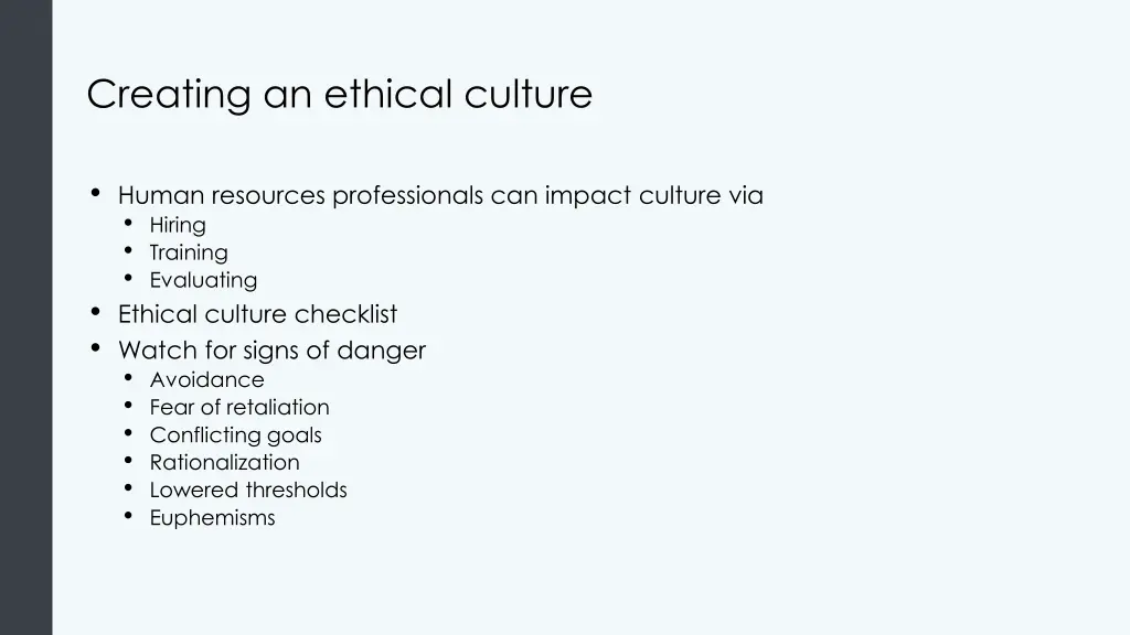 creating an ethical culture