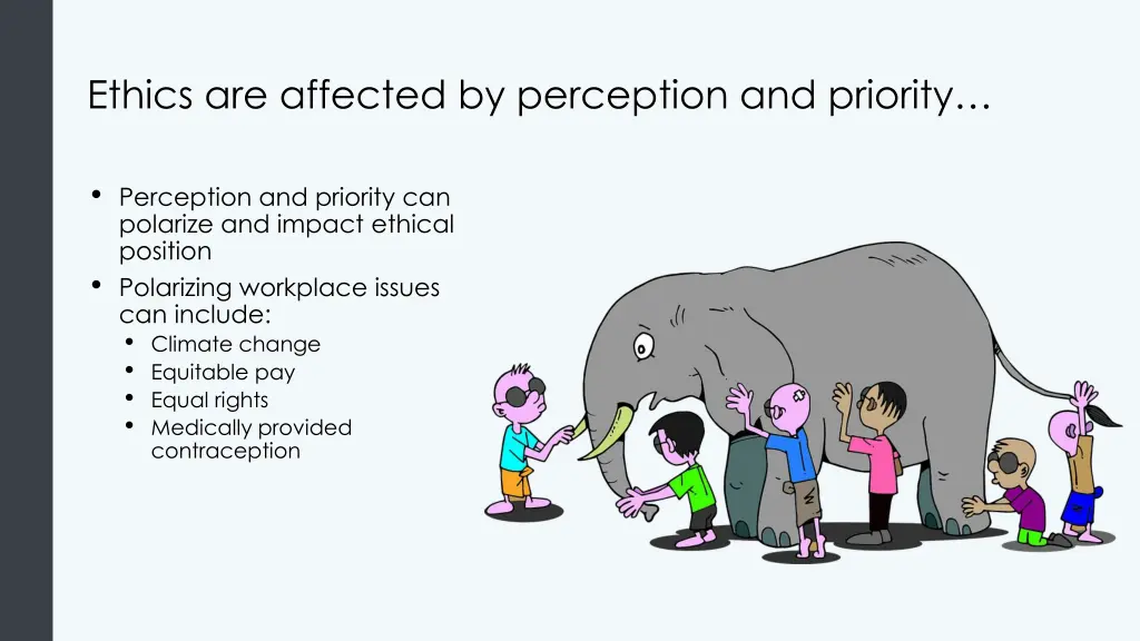 ethics are affected by perception and priority