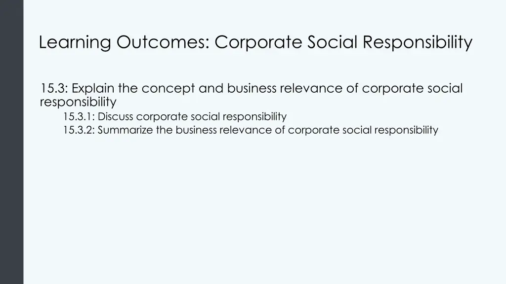 learning outcomes corporate social responsibility