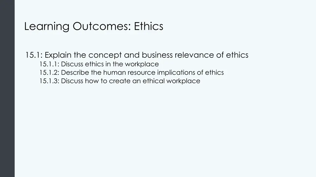 learning outcomes ethics