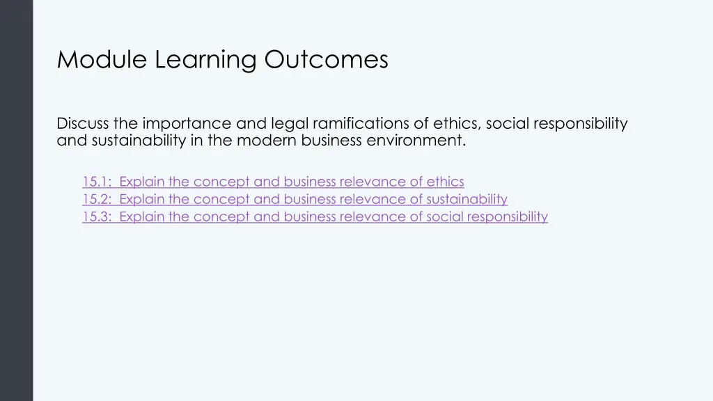 module learning outcomes