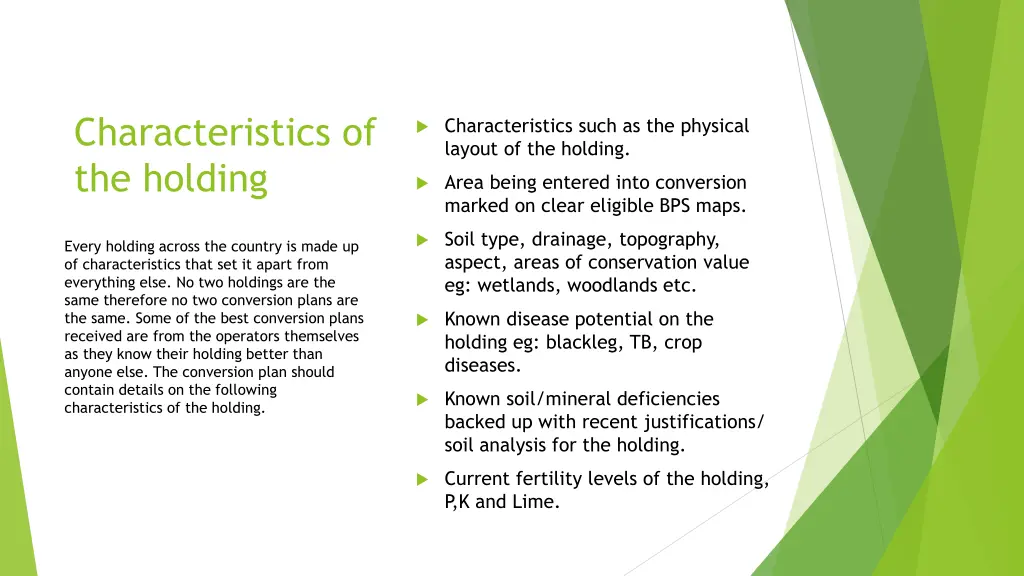 characteristics of the holding