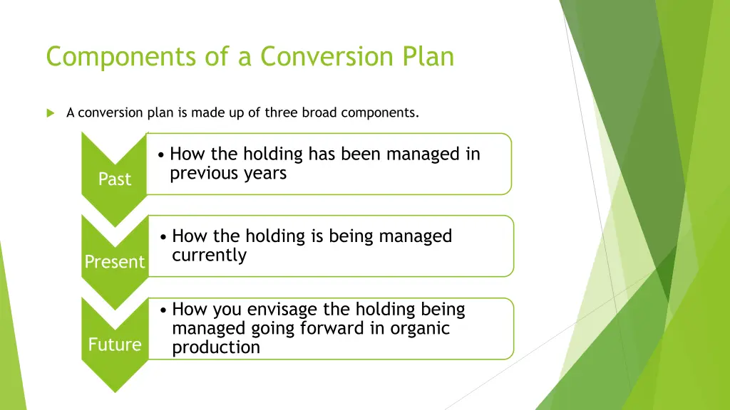 components of a conversion plan