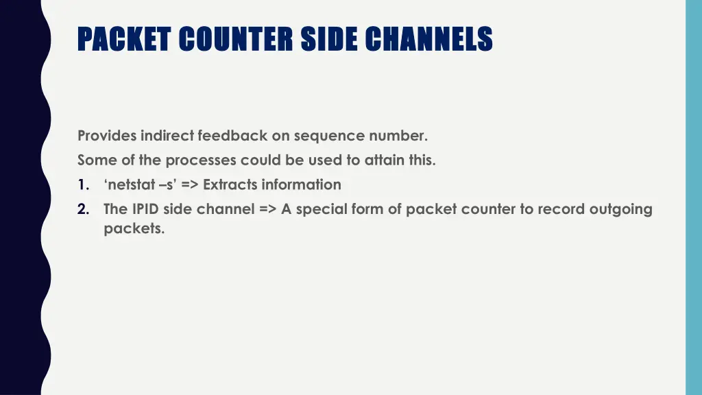 packet counter side channels packet counter side