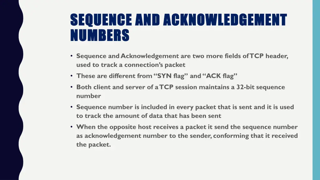 sequence and acknowledgement sequence