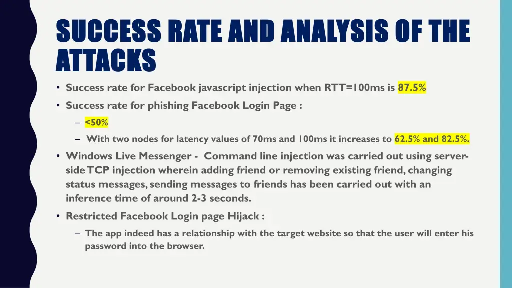 success rate and analysis of the success rate