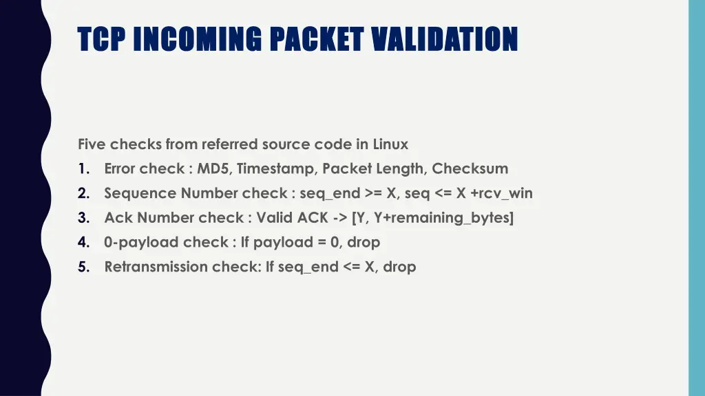 tcp incoming packet validation tcp incoming