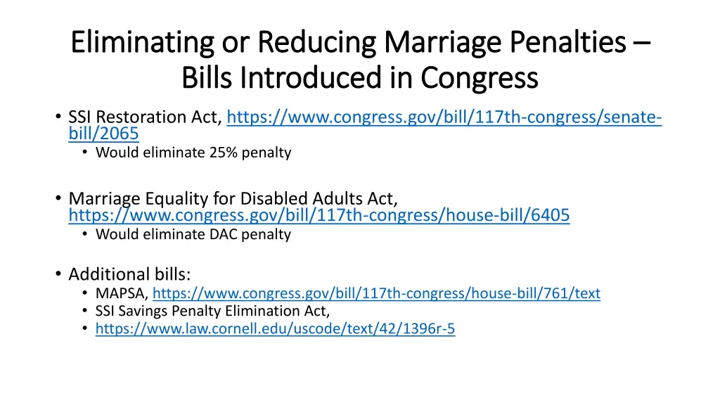 eliminating or reducing marriage penalties