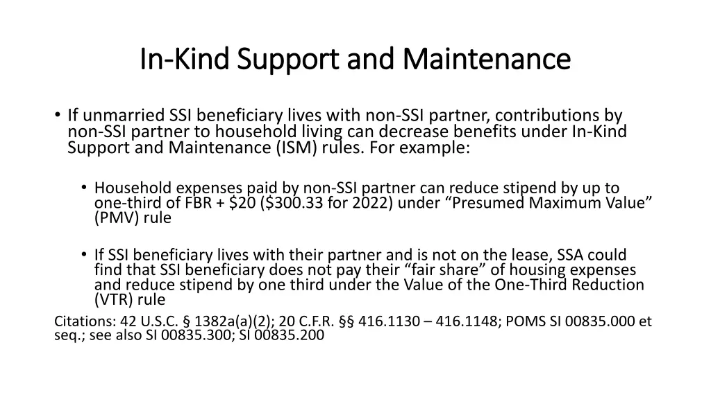 in in kind support and maintenance kind support