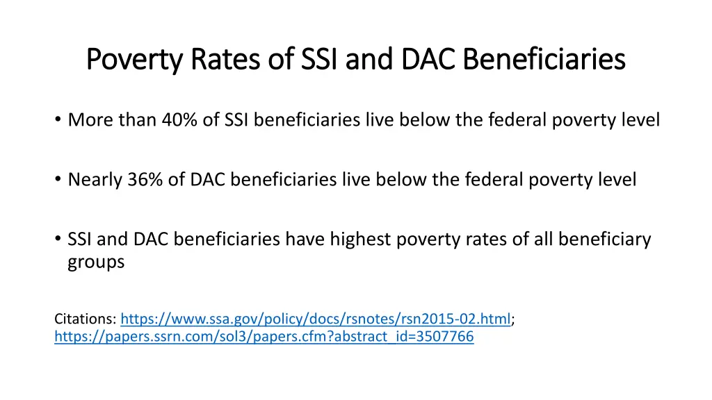 poverty rates of ssi and dac beneficiaries