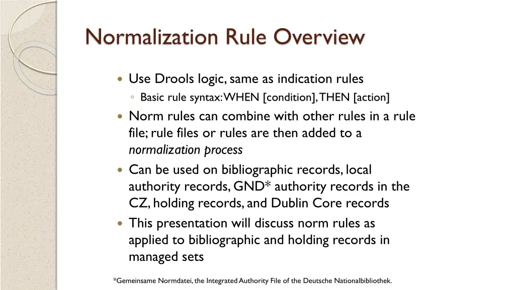 normalization rule overview