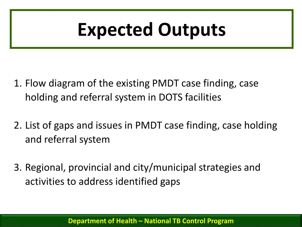 expected outputs