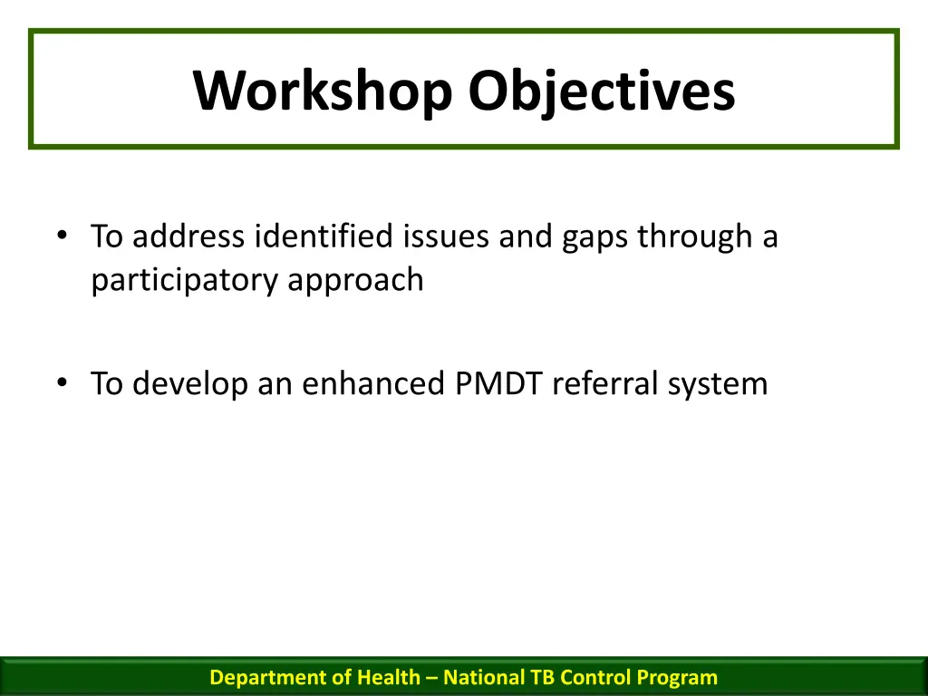 workshop objectives 1