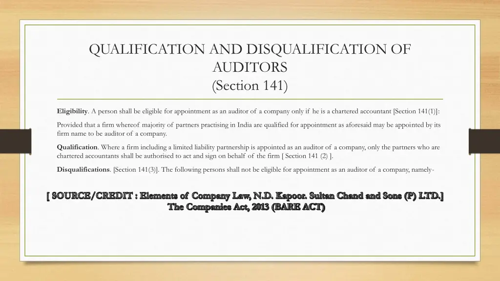 qualification and disqualification of auditors 1