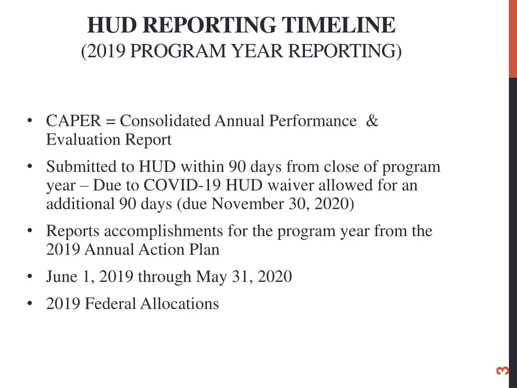 hud reporting timeline 2019 program year reporting