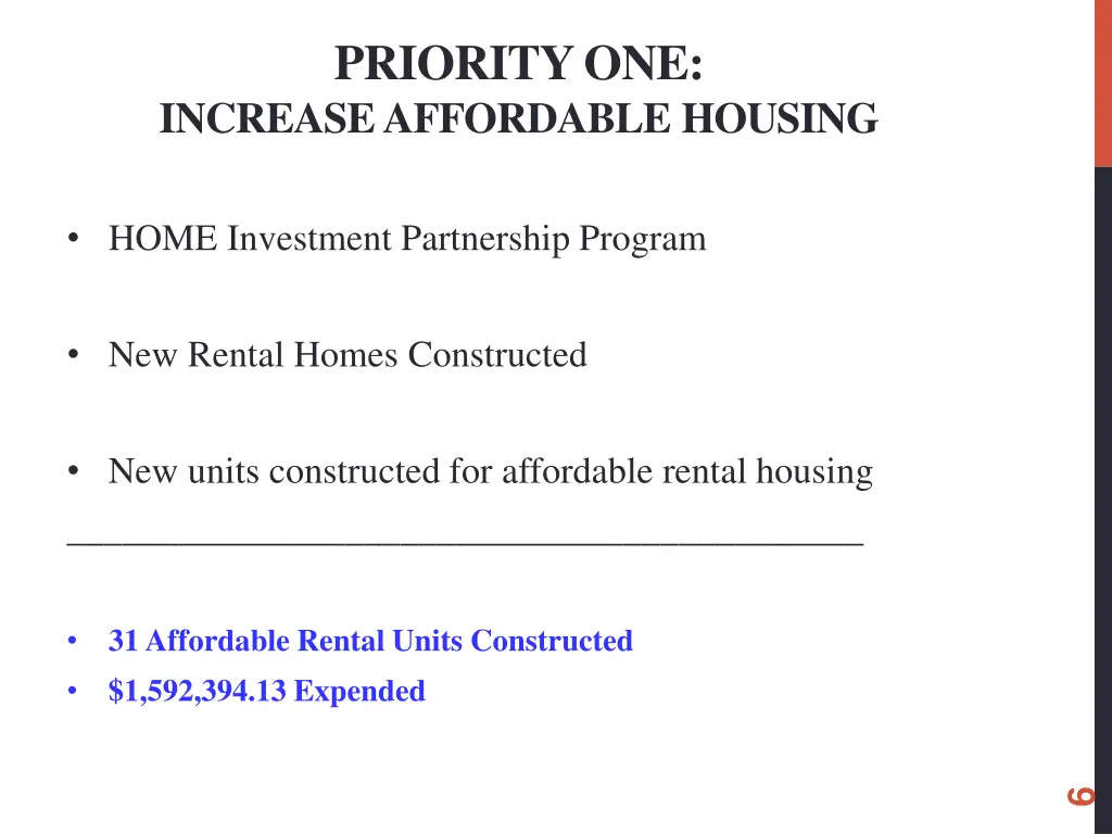 priority one increase affordable housing