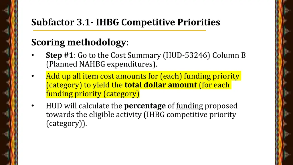 subfactor 3 1 ihbg competitive priorities 5