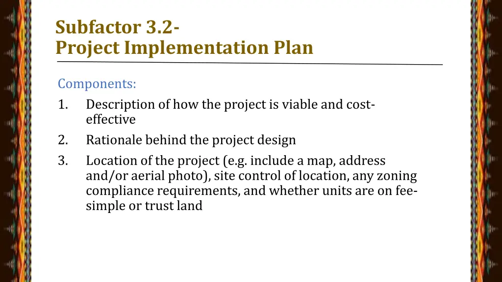 subfactor 3 2 project implementation plan 1