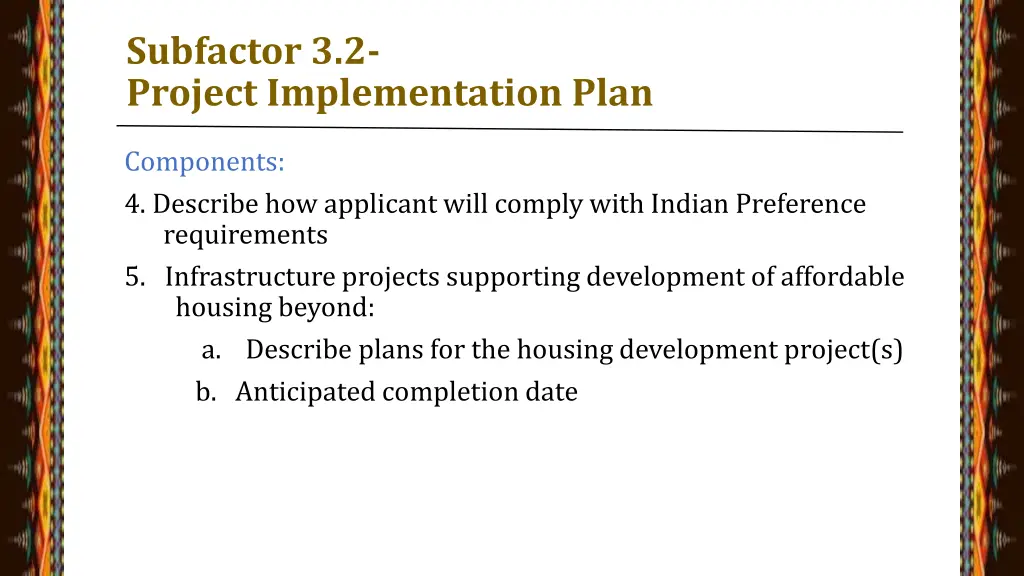 subfactor 3 2 project implementation plan 2