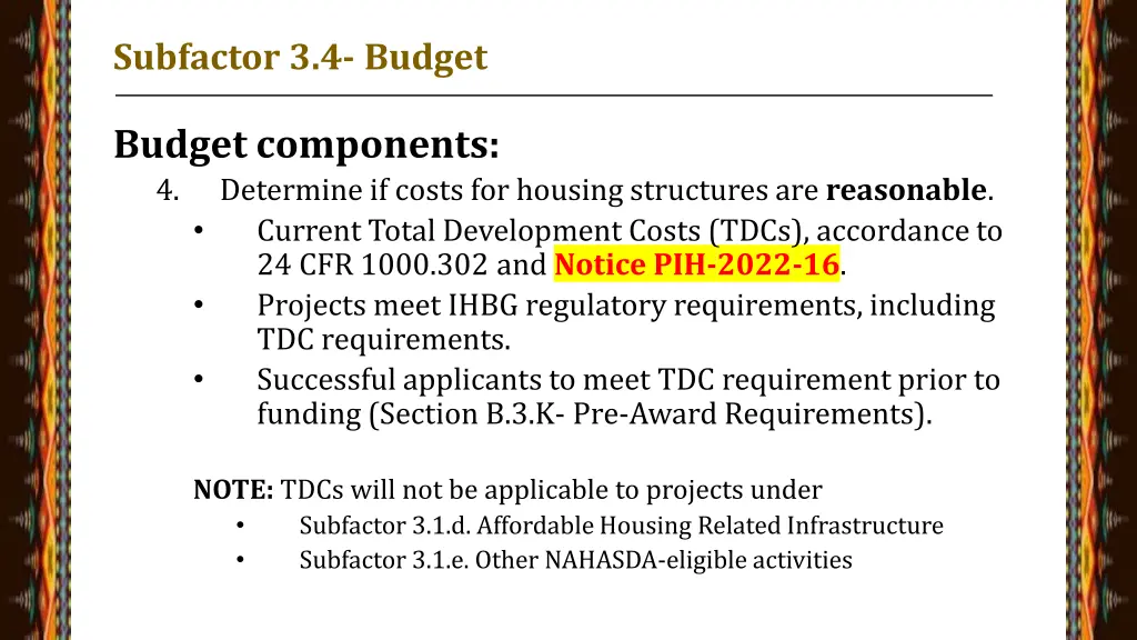 subfactor 3 4 budget 1