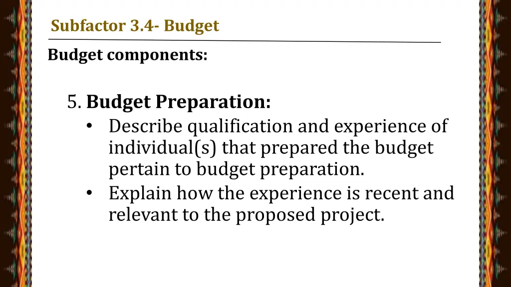 subfactor 3 4 budget 43