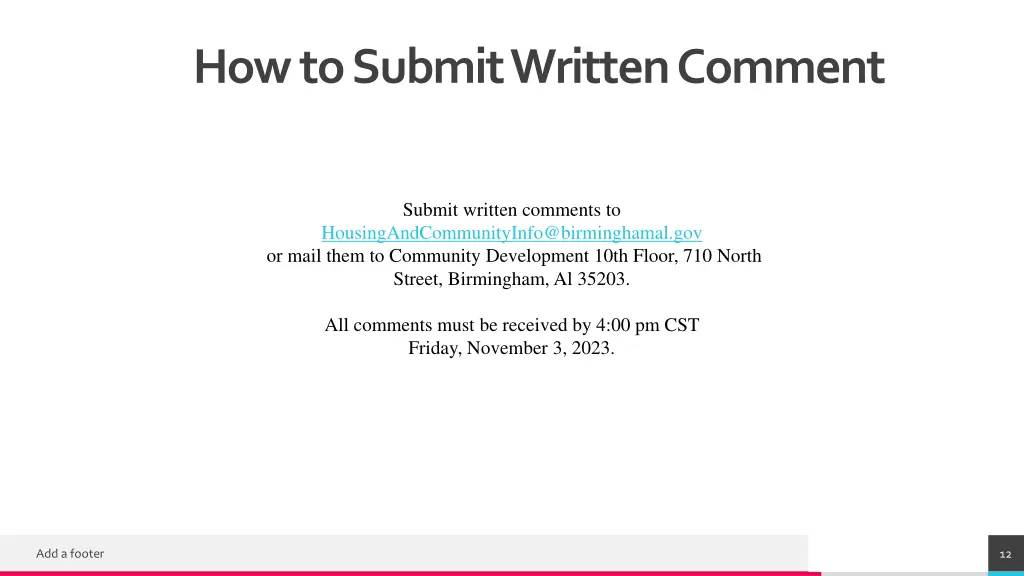 how to submit written comment