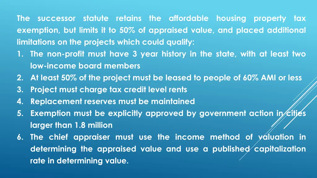 the successor statute retains the affordable