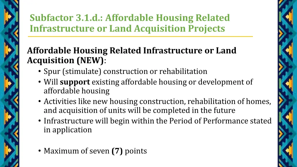 subfactor 3 1 d affordable housing related