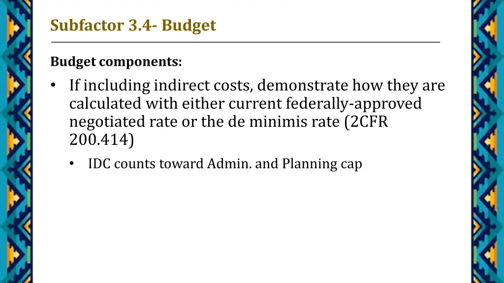 subfactor 3 4 budget 2