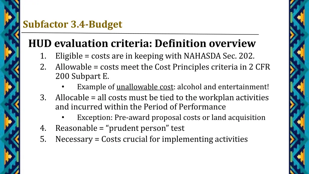 subfactor 3 4 budget