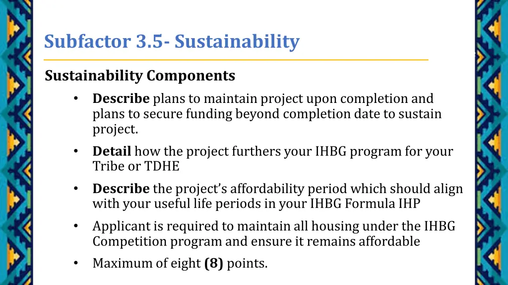 subfactor 3 5 sustainability