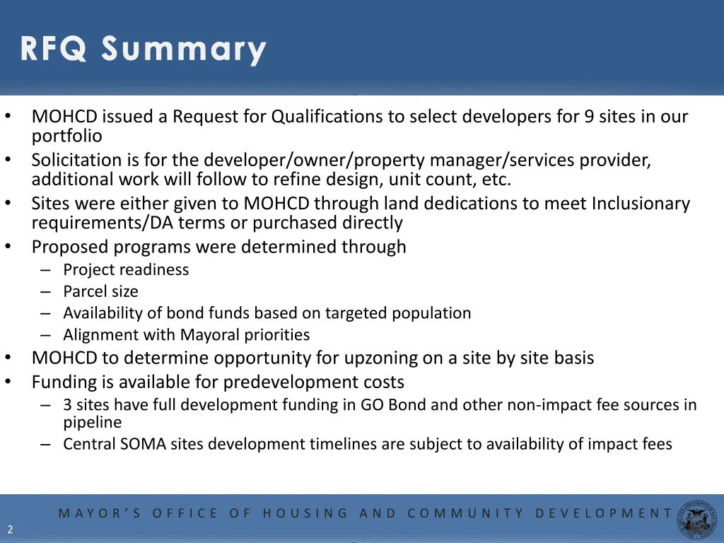 rfq summary