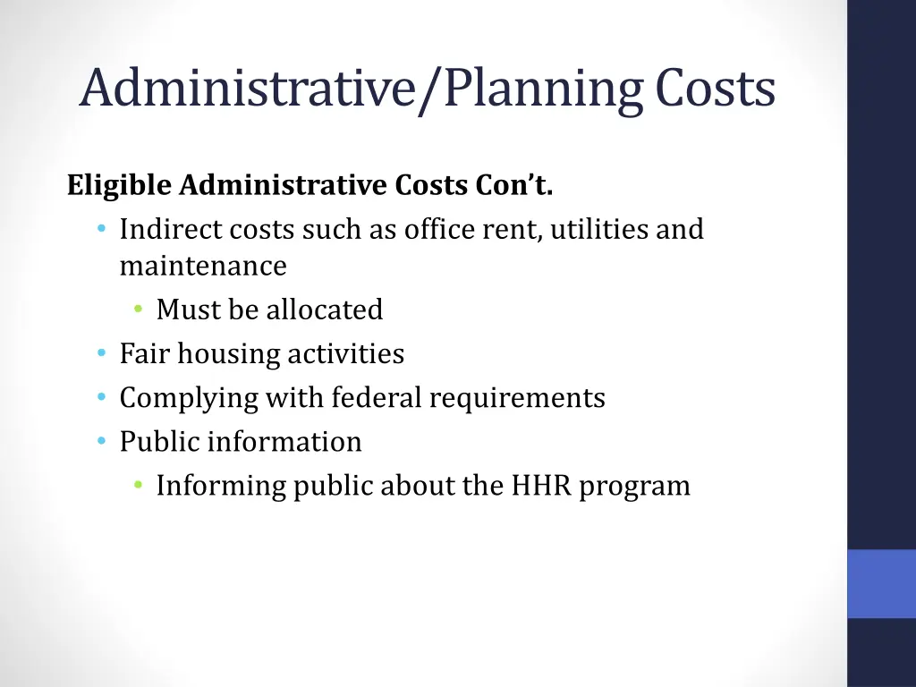 administrative planning costs 1