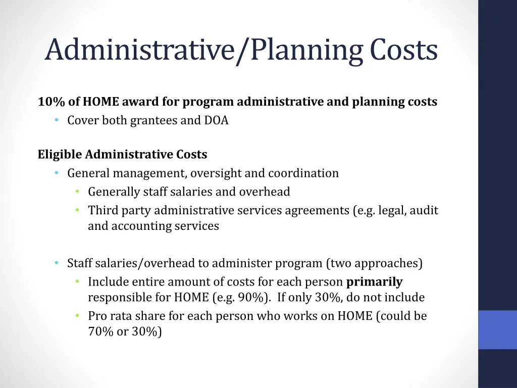 administrative planning costs