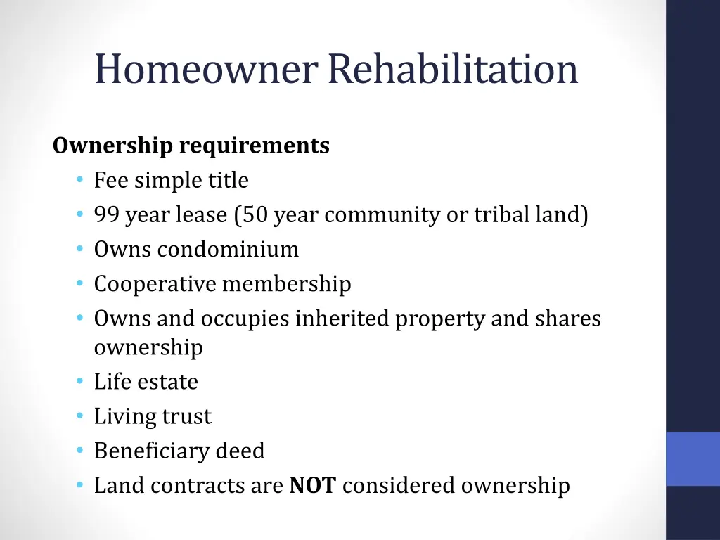 homeowner rehabilitation