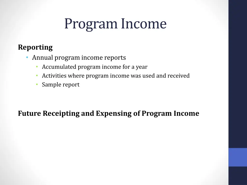 program income 2