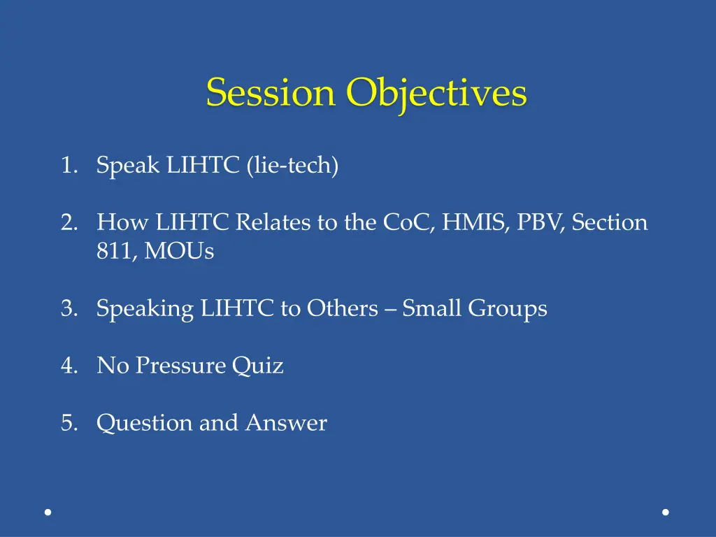 session objectives